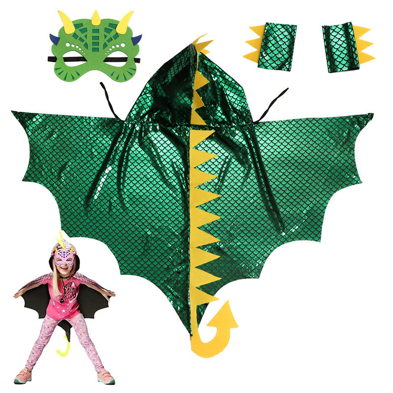 Kids Face Mask - Capa de dinosaurio verde para niños